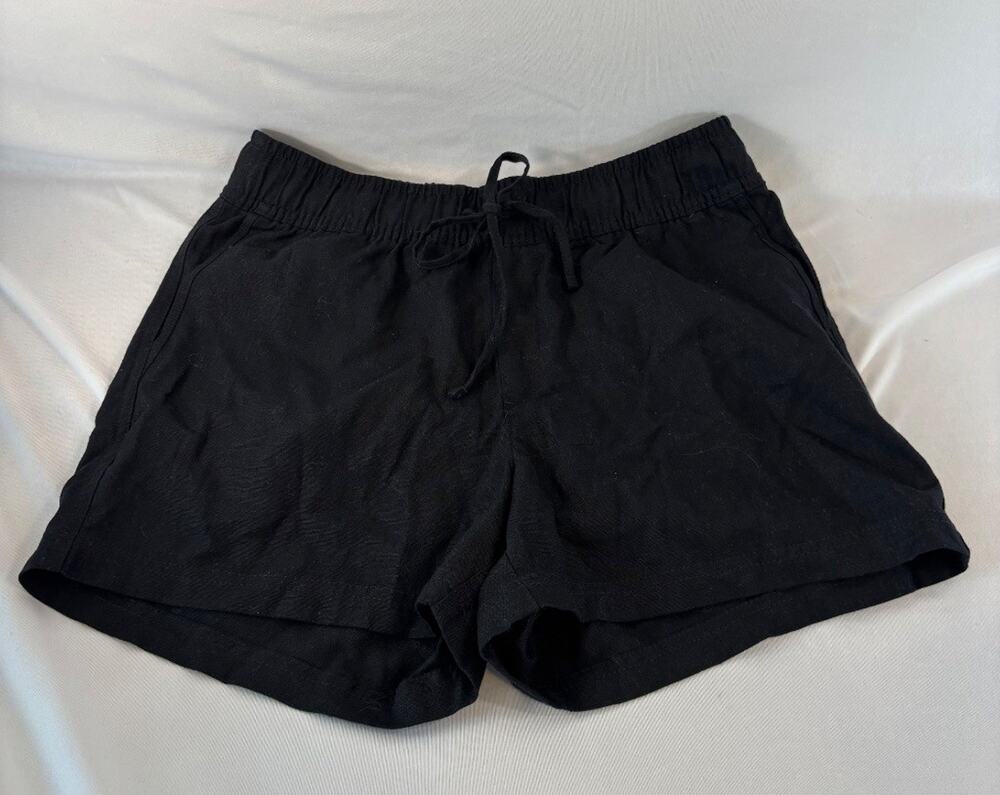 GAP Black Linen Blend Drawstring Shorts Women's XS Minimalist Casual